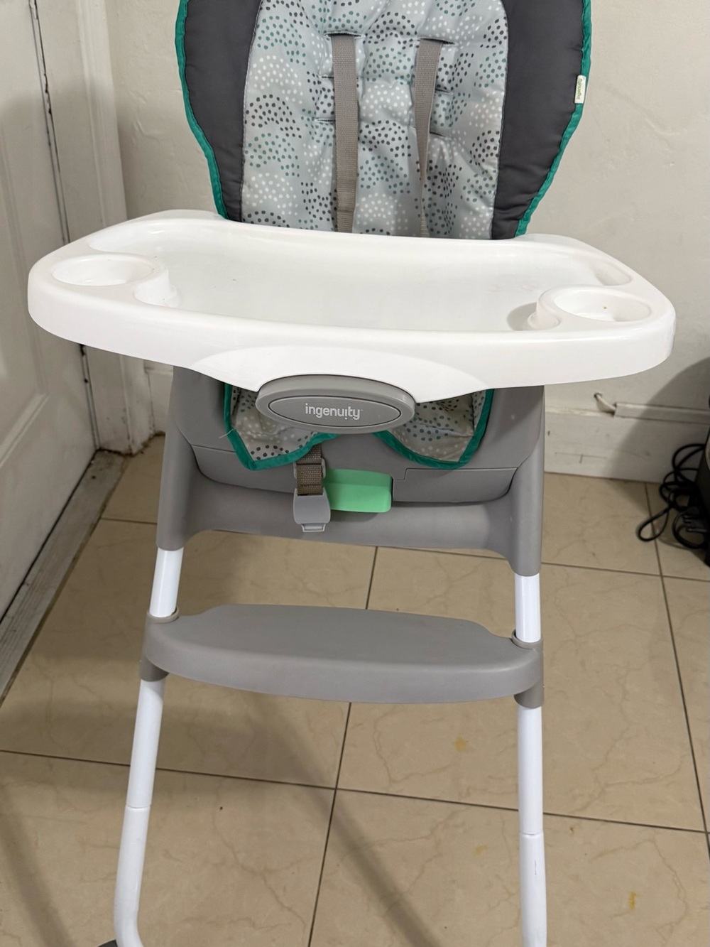 Ingenuity Gray and Teal Baby High Chair with Removable Tray